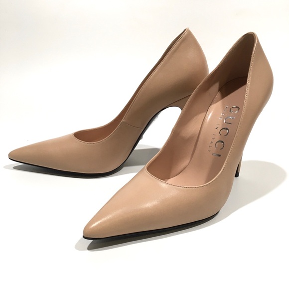 GUCCI GG STILETTOS LEATHER PUMPS -NUDE ROSE -WOMEN’S US 8.5 -NEW - Picture 6 of 11